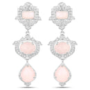 6.97 Carat Genuine Pink Opal and White Topaz .925 Sterling Silver Earrings