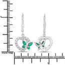 0.44 Carat Genuine Emerald and Created White Sapphire .925 Sterling Silver Earrings