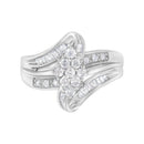 10K White Gold 1/2 cttw Diamond Cluster Ring (H-I Clarity, I2-I3 Color) - Size 6