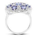 2.00 Carat Genuine Tanzanite and White Zircon .925 Sterling Silver Ring