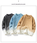 Idle Style Winter Gradient Contrast Round Neck Thickened Men's Sweater