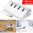 4 Ports USB3.0 Hub 5Gbps USB3.0 Aluminum Expansion Hub Splitter File Video Date Reader Transmission For U Disk Flash Drive Mouse Digital Camera