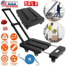 Folding Hand Truck Collapsible 165LBS Heavy Duty Luggage Cart Foldable Utility Dolly Platform Cart with 3-Length Telescopic Handle 6 Wheels 1 Elastic