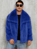 Mens Short Lapel-style Faux Fur Jacket Warm Outerwear