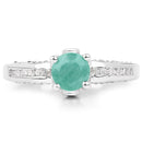 1.22 Carat Genuine Emerald and White Topaz .925 Sterling Silver Ring