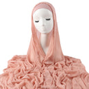 New Womens Solid-color Pleated Faux Hijab