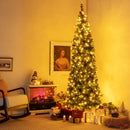 5/6/7/8/9 FT Pre-Lit Artificial Hinged Slim Pencil Christmas Tree