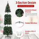 5/6/7/8/9 FT Pre-Lit Artificial Hinged Slim Pencil Christmas Tree