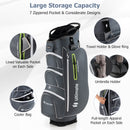 9.5 Inch Lightweight Golf Cart Bag with 15 Way Top Dividers