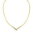10K Yellow and White Gold 1/2 Cttw Princess Cut Diamond Channel-Set â€œVâ€ Shape 18" Franco Chain Necklace (H-I Color, SI2-I1 Clarity)