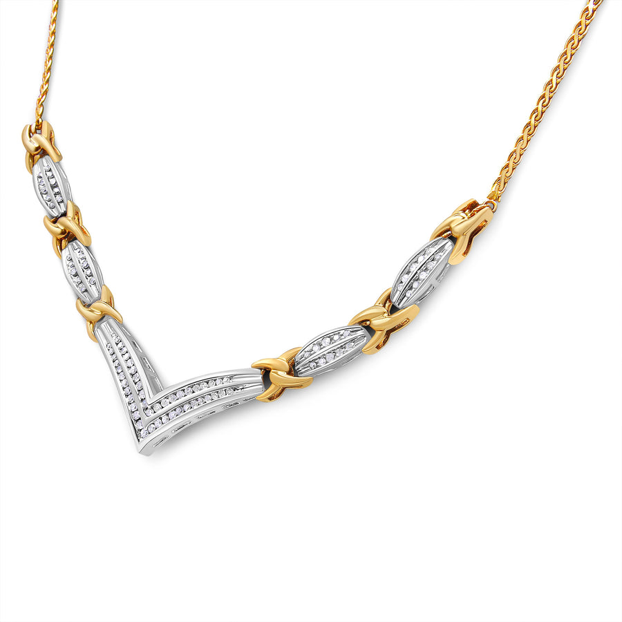 10K Yellow and White Gold 1.0 Cttw Round and Princess cut Diamond 