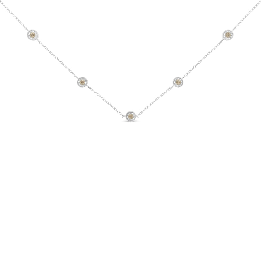 Sterling Silver Diamond Station Necklace (1/2 cttw, I-J Color, I1-I2 Clarity)