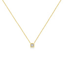 10K Yellow Gold Plated .925 Sterling Silver 1/10 Cttw Miracle Set Round Diamond Square Box Shape 18" Pendant Necklace (K-L Color, I2-I3 Clarity)