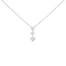 10K White Gold 1/5 Cttw Princess Cut Diamond 3 Stone Drop 18" Pendant Necklace (H-I Color, SI2-I1 Clarity)