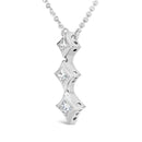 10K White Gold 1/5 Cttw Princess Cut Diamond 3 Stone Drop 18" Pendant Necklace (H-I Color, SI2-I1 Clarity)