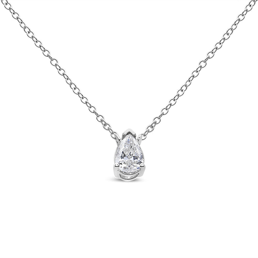 14K White Gold 1/5 Cttw Pear Shape Solitaire Diamond 18