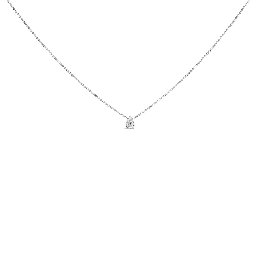 14K White Gold 1/10 Cttw Pear Shape Lab Grown Diamond Solitaire Pendant Necklace (F-G Color, VS2-SI1 Clarity)