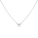 14K White Gold 1/4 Cttw Lab Grown Oval Solitaire Diamond East West 18" Pendant Necklace (G-H Color, VS2-SI1 Clarity)