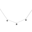 .925 Sterling Silver 5/8 Cttw Black Diamond 3 Station with Halo Necklace