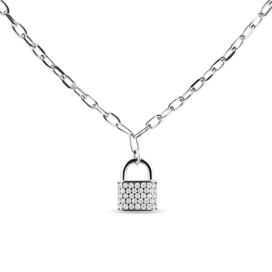 .925 Sterling Silver 1/4 Cttw Diamond Lock 18
