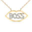 14K Yellow Gold Plated Silver 1/4 Cttw Diamond "Boss" Pendant Necklace - 18 Inch