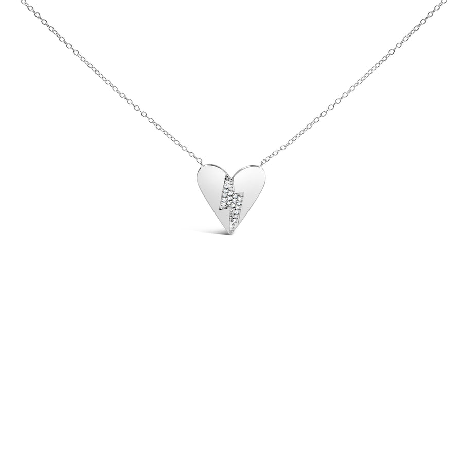 .925 Sterling Silver Diamond Broken Heart Pendant Necklace (H-I Color, I1-I2 Clarity) - 18