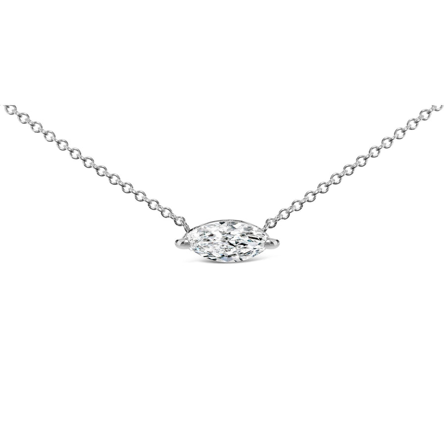 14K White Gold 1/2 Cttw Marquise Lab-Grown Diamond East West Solitaire 18