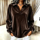 V-neck Long-sleeve Loose-fitting Womens Top