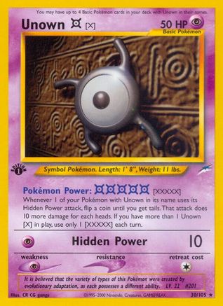Unown [X] 030/105 - Neo Destiny 1st Edition