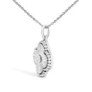 10K White Gold Diamond Accent Clover Fluted Pendant Necklace