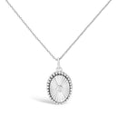 10K White Gold Diamond Accent Oval Fluted Medallion Pendant Necklace