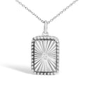 10K White Gold Diamond Accent Rectangular Shape Medallion Pendant Necklace