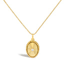 10K Yellow Gold Diamond Accent Oval Fluted Medallion Pendant Necklace