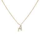10K White Gold Diamond Accent "A" Initial Script Style Pendant Necklace