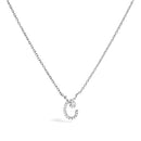 10K White Gold Diamond Accent "A" Initial Script Style Pendant Necklace