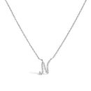 10K White Gold Diamond Accent "A" Initial Script Style Pendant Necklace