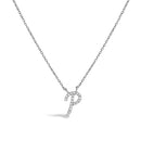 10K White Gold Diamond Accent "A" Initial Script Style Pendant Necklace