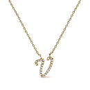 10K White Gold Diamond Accent "A" Initial Script Style Pendant Necklace