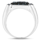 0.81 Carat Genuine Blue Diamond .925 Sterling Silver Ring