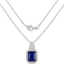 4.72 Carat Glass Filled Sapphire and White Topaz .925 Sterling Silver Pendant