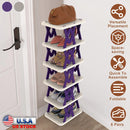 6 Tier Foldable Shoe Rack Vertical Shoe Organizer Narrow Shoe Rack for Small Spaces Space Saving Free Standing for Corner Entryway Hallway Bedroom