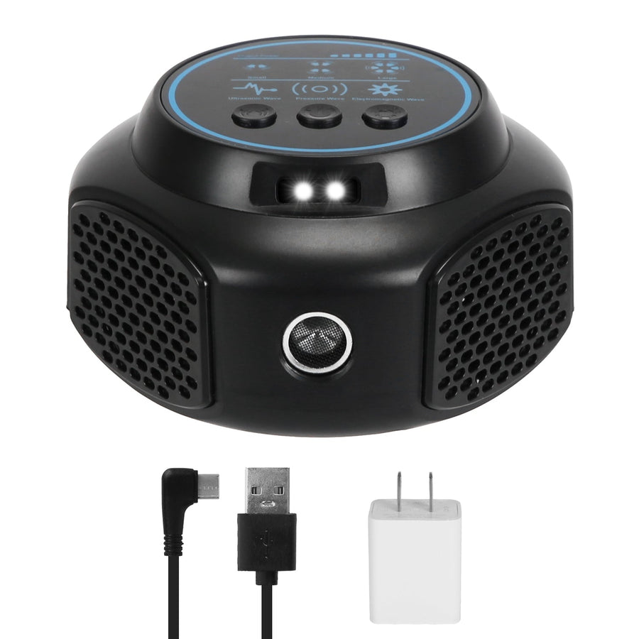 360¡ Ultrasonic Mice Repellent Indoor Rodent Repeller Rat Squirrel Rodent Chaser with 3 Modes 2 Strobe Lights for Kitchen Warehouse