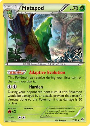 Metapod 002/106 - XY  Flashfire Reverse Holofoil