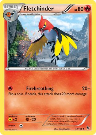 Fletchinder 017/106 - XY  Flashfire Reverse Holofoil