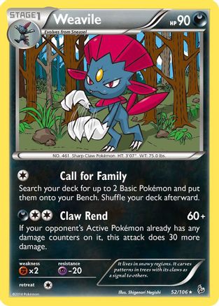 Weavile 052/106 - XY  Flashfire Reverse Holofoil