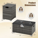 2-Piece Outdoor Rattan Fire Table Set 32 Inch Rectangle Gas Firepit with Tank Cover