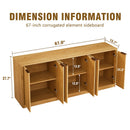 Fluted Sideboard Cabinet with 4-6 Doors and Wood-Grain Top