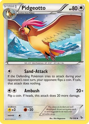 Pidgeotto 076/106 - XY  Flashfire Reverse Holofoil