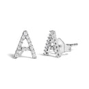 10K White Gold 1/10 Cttw Diamond Initial â€œAâ€ Stud Earring