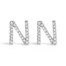 10K White Gold 1/10 Cttw Diamond Initial â€œAâ€ Stud Earring